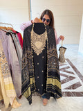 Gaji Silk suit fabric with Bandhini Print Dupatta - Black
