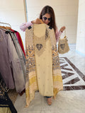 Gaji Silk suit fabric with Bandhini Print Dupatta - Ivory