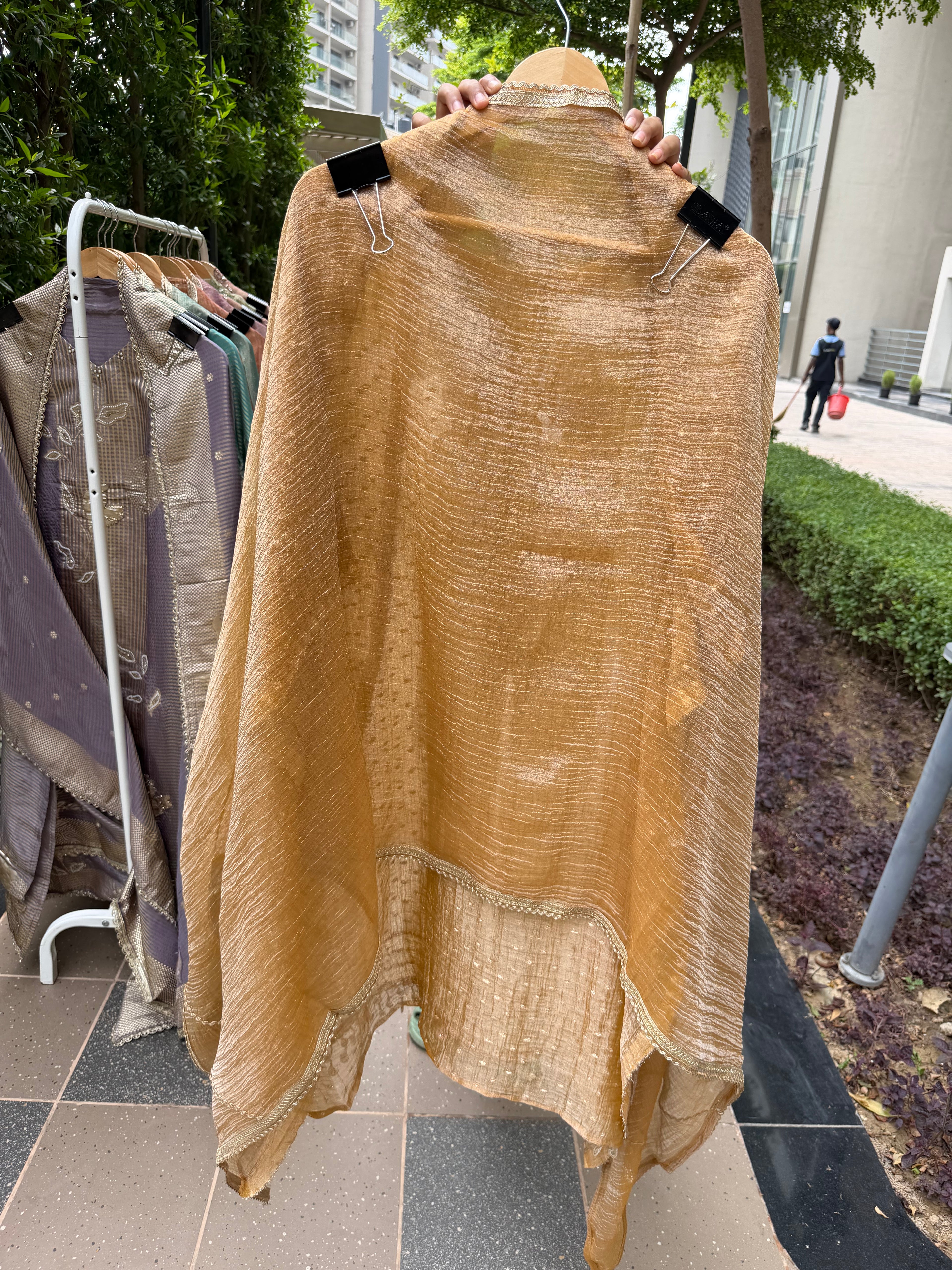 Premium festive shimmer tissue suit fabric - Mango