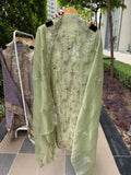 Premium crush shimmer tissue suit fabric - Green
