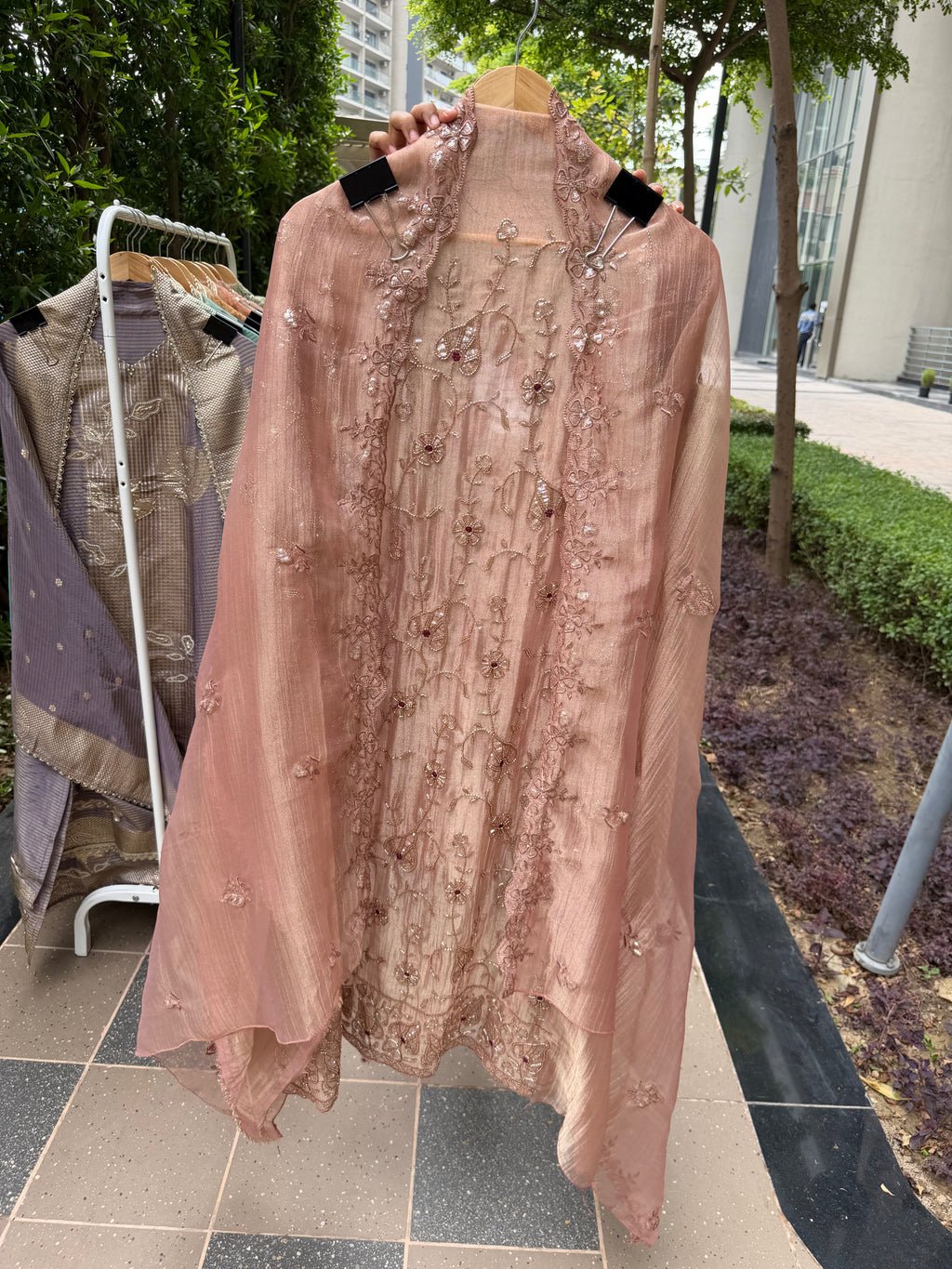 Premium crush shimmer tissue suit fabric - Pink