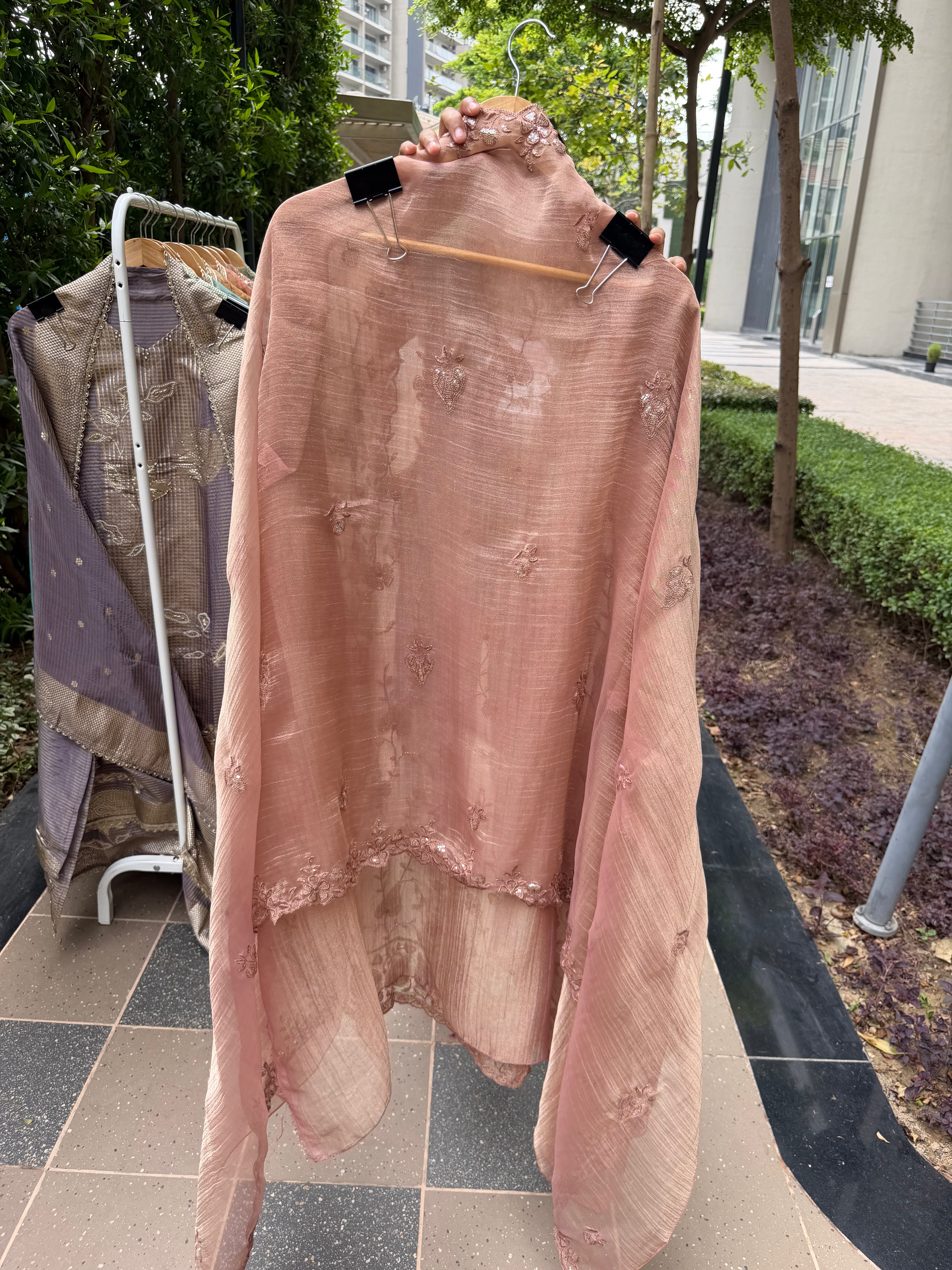 Premium crush shimmer tissue suit fabric - Pink