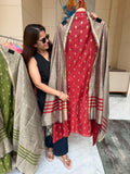 Khadi cotton suit fabric - Red