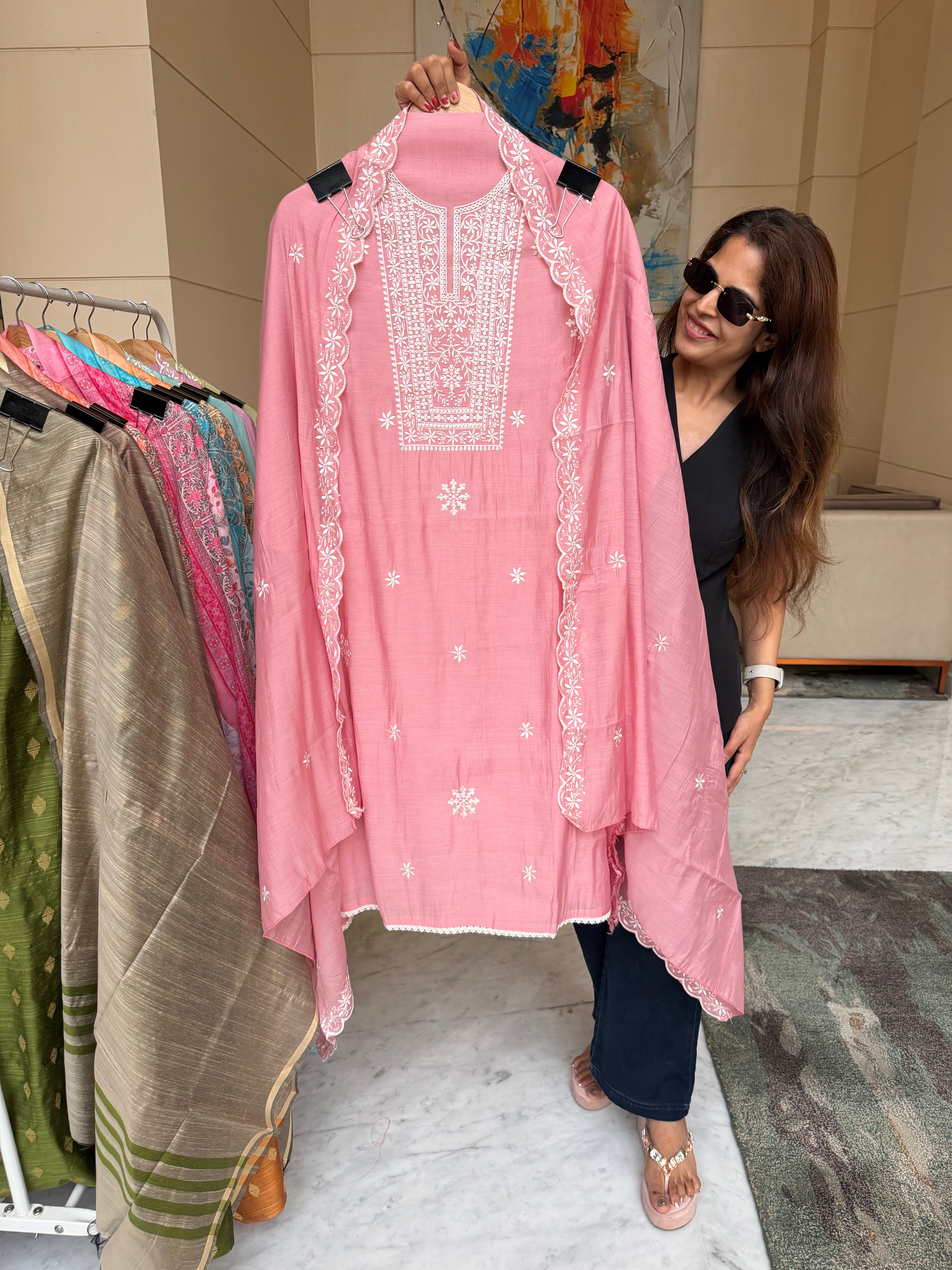 Mul cotton suit fabric - Pink