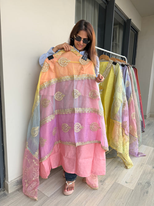 Finest Indian chanderi silk suit fabric - Pink
