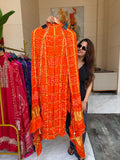 Gharchola Gaji silk suit fabric - Orange