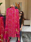 Gharchola Gaji silk suit fabric - Pink