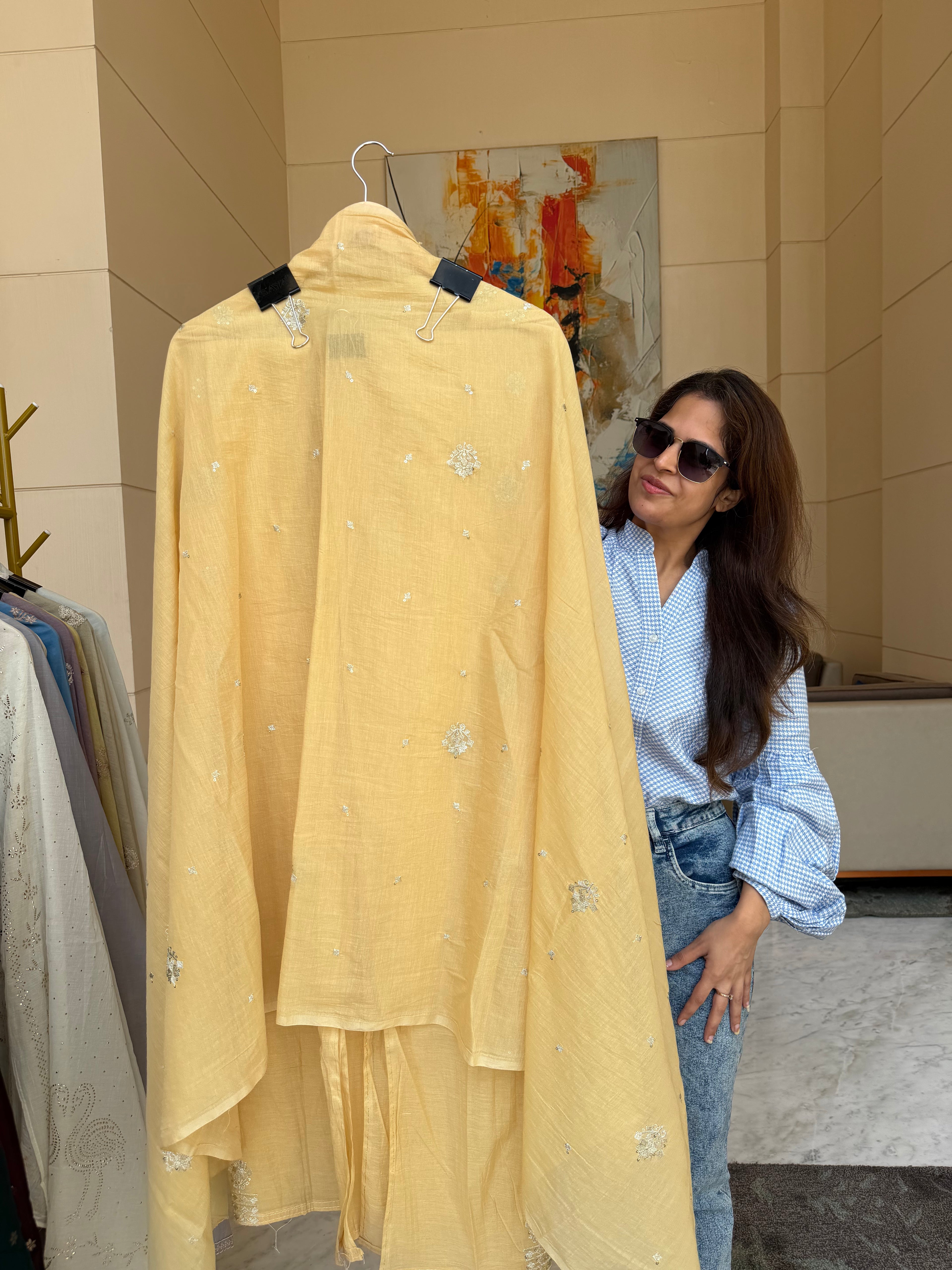 Mul Cotton suit fabric - Yellow