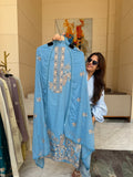 Mul Cotton suit fabric - Blue