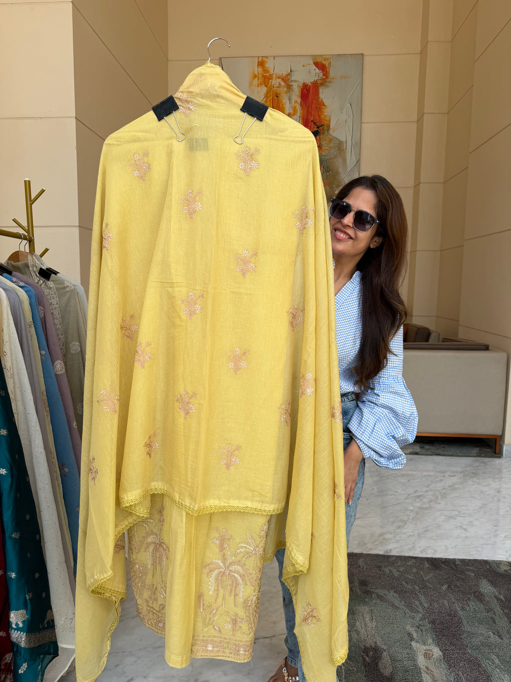 Mul Cotton suit fabric - Yellow