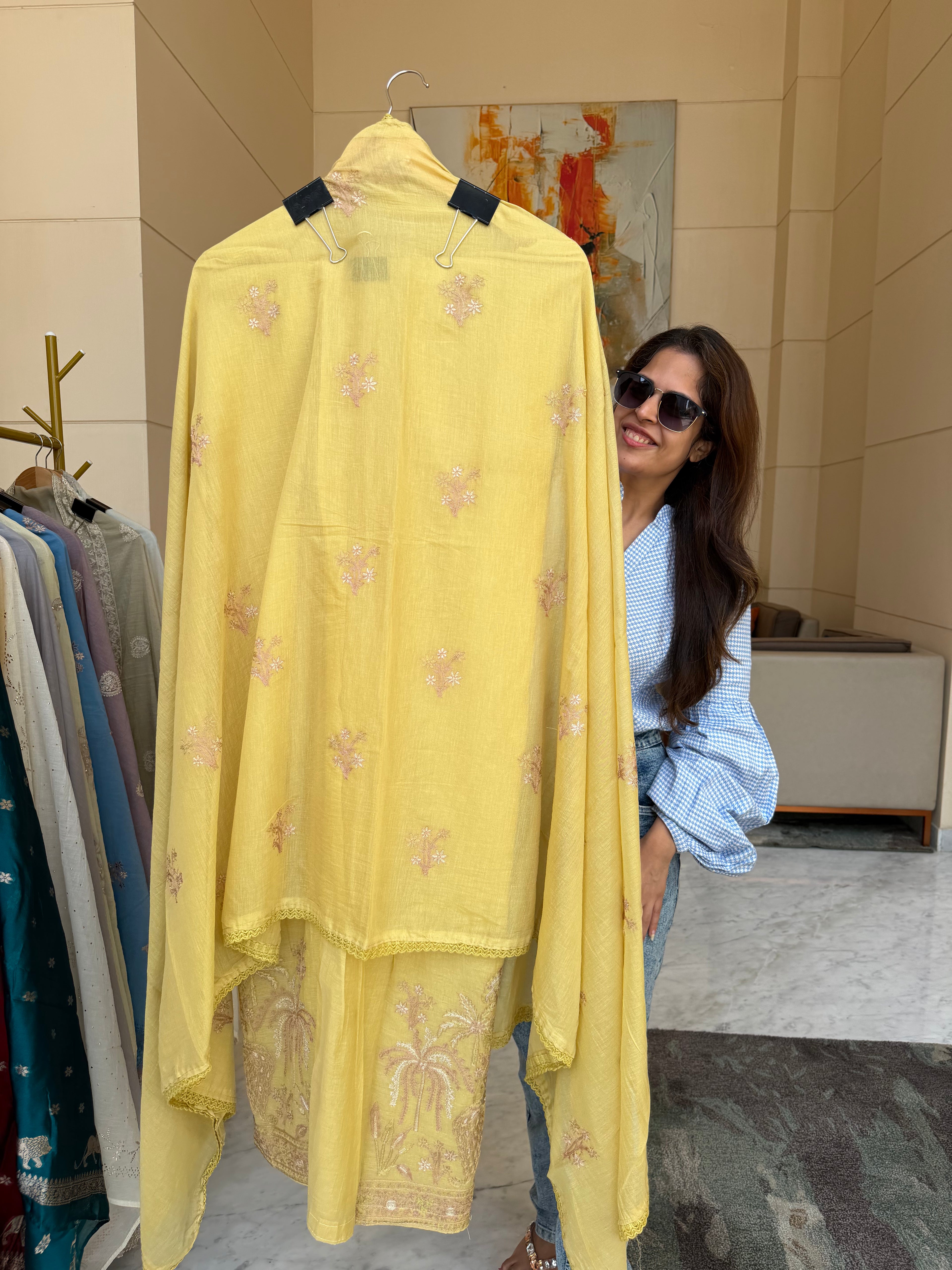 Mul Cotton suit fabric - Yellow